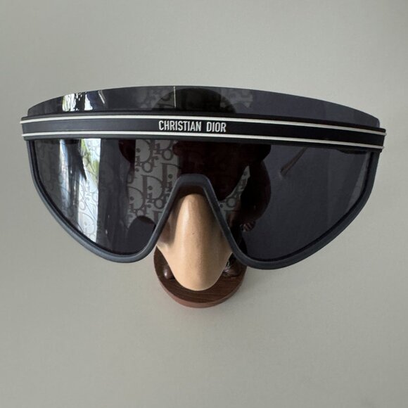 CHRISTIAN DIOR DIORCLUB M2U 31B8 MASK SILVER MIRROR BLUE DIOR lOGO SUNGLASSES. - Picture 12 of 17